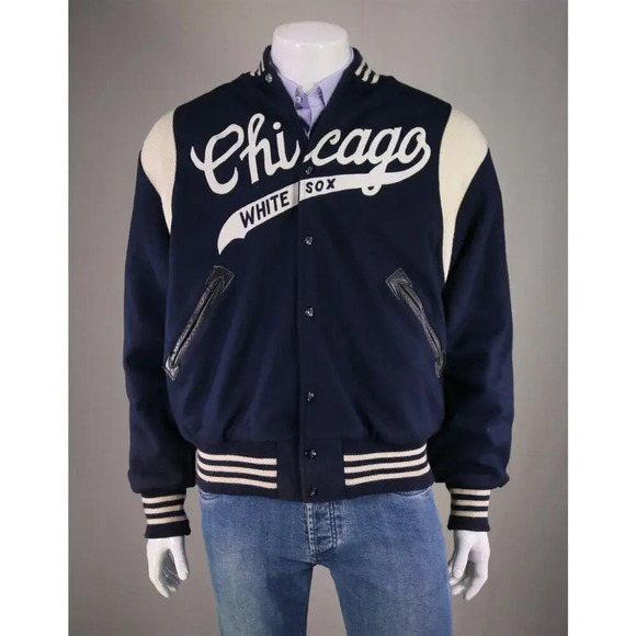 Chicago White Sox Mitchell & Ness 1967 Wool-Leather Bomber Jacket Men's Large